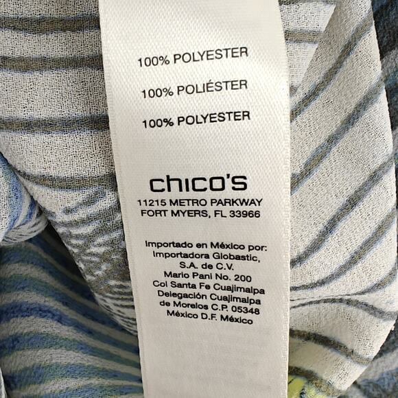 Chico's Asymmetrical Hem Popover Top Size XL / 3 Semi Sheer Roll Tab Sleeves - Picture 8 of 10